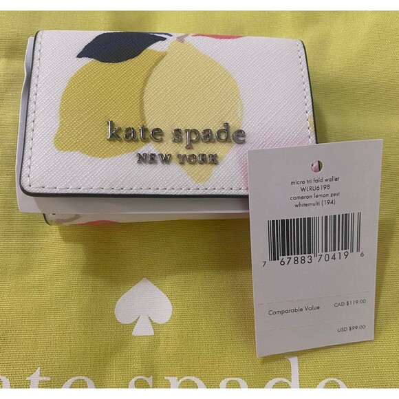 NWT OVER 40% off!  Kate Spade cameron lemon zest trifold wallet - Picture 1 of 12